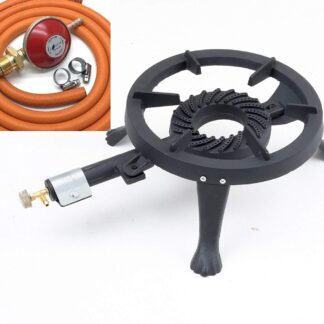 Lifestyle Gb24 Large 5.8Kw Round Cast Iron Tripod Boiling Ring Hose & Regulator