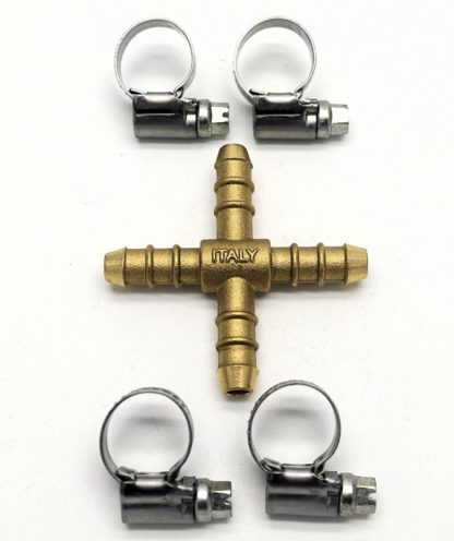 4 Way Star 10Mm Fulham Nozzle To Fit 8Mm I/D Hose & 4 Hose Clips (10+ 4 Clips)