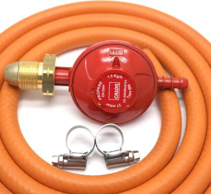 Calor Gas Brand 37Mbar Propane Gas Regulator 2Mt Hose & 2 Clips 5 Year Warranty