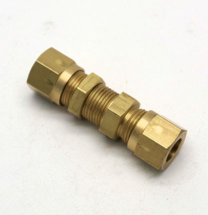 British Made 5/16" To 5/16" Equal Ended Bulkhead Brass Compression Coupling (32)