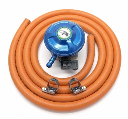 Igt 21Mm 28Mbar Butane Gas Regulator & 1 Metre Hose Kit With 2 Clips