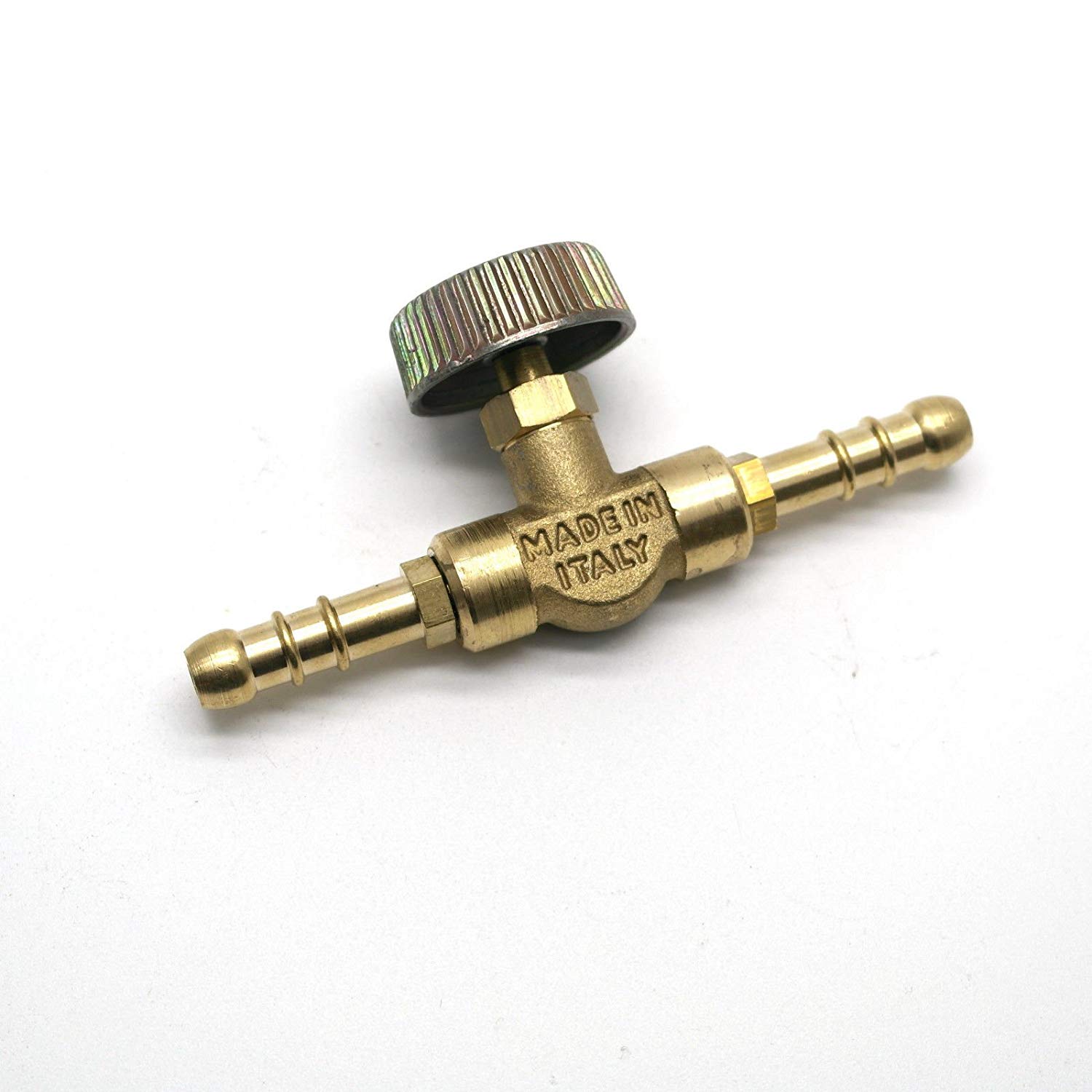 Inline Brass Needle Valve For Gas/Air/Lpg 8Mm I/D Hose Made In Italy