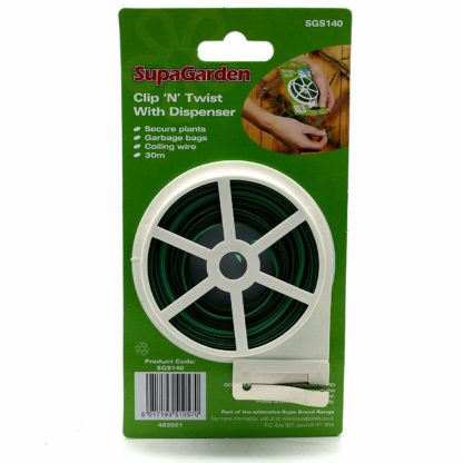 Clip N Twist Plastic Coated Garden Wire Plant Ties With Dispenser 30M