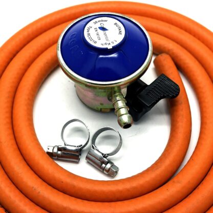 Butane Gas Regulator With 2M Hose & 2 Clips Fits Calor Gas /Flogas 21Mm Cylinder