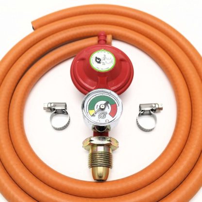 Igt 37Mbar Propane Gas Regulator With Pressure Gauge & 1 M Hose Kit With 2 Clips