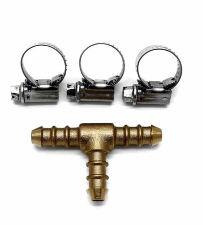 3 Way T 10Mm Fulham Nozzle To Fit 8Mm I/D Hose & 3 Hose Clips (45+3 Clips)