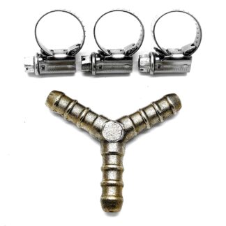 3 Way Star 10Mm Fulham Nozzle To Fit 8Mm I/D Hose & 3 Hose Clips (34+ 3 Clips)