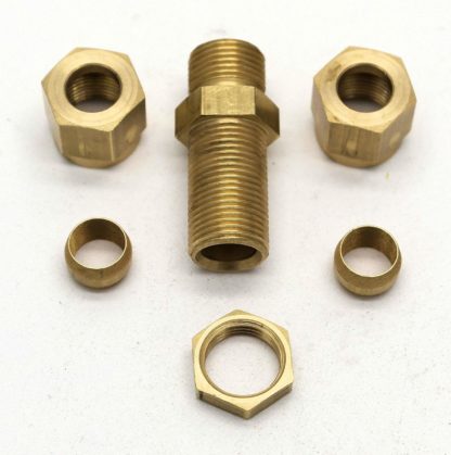 British Made 10Mm To 10Mm Equal Ended Bulkhead Brass Compression Coupling (20)