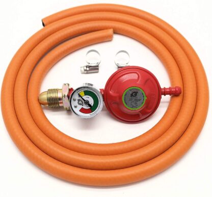 Igt 37Mbar Propane Gas Regulator With Pressure Gauge & 1 M Hose Kit With 2 Clips