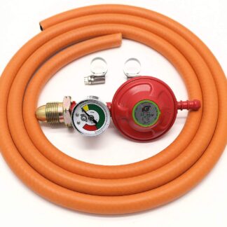 Igt 37Mbar Propane Gas Regulator With Pressure Gauge & 2 M Hose Kit With 2 Clips