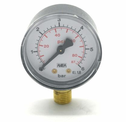 0-6 Bar Pressure Gauge 1/4" Bspm Inlet 50Mm Dial