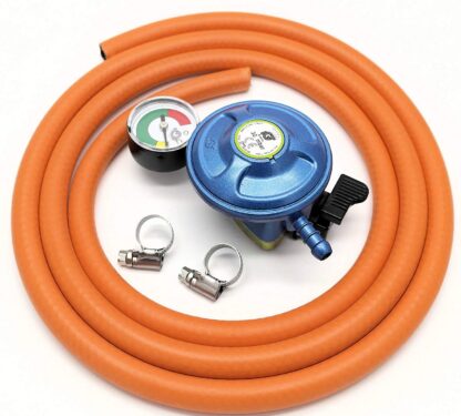 Igt Butane 21Mm Regulator With Pressure Gauge & 2 M Hose Kit Clips 5 Y Warranty