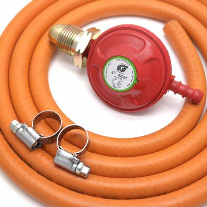 Igt 37Mbar Propane Gas Regulator & 1 Metre  Hose With 2 Clips 5 Year Warranty