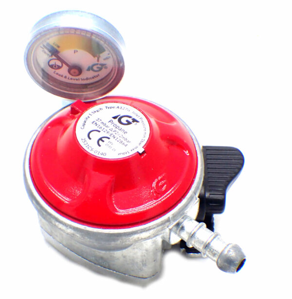 Igt Patio Gas Regulator With Pressure Gauge 27Mm Clip On
