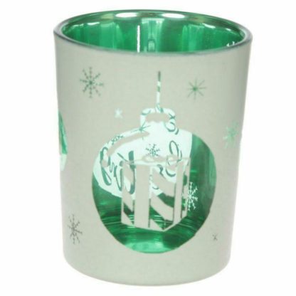 Christmas Bauble Set Of 2 Glass Tea Light Or Votive Holders (XCAND42) - Image 3
