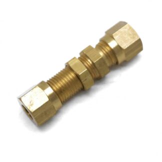 British Made 6mm To 6mm Equal Ended Bulkhead Brass Compression Coupling