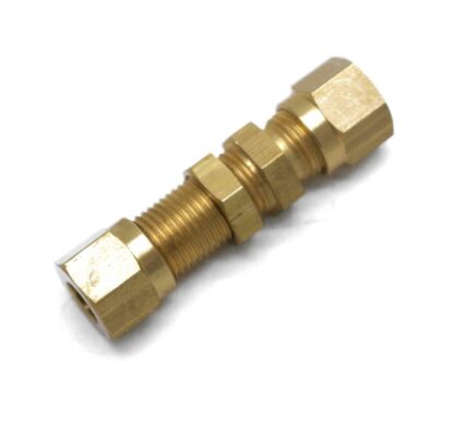 British Made 6mm To 6mm Equal Ended Bulkhead Brass Compression Coupling
