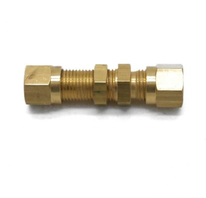 British Made 6mm To 6mm Equal Ended Bulkhead Brass Compression Coupling - Image 2