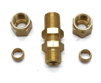 British Made 6mm To 6mm Equal Ended Bulkhead Brass Compression Coupling - Image 3