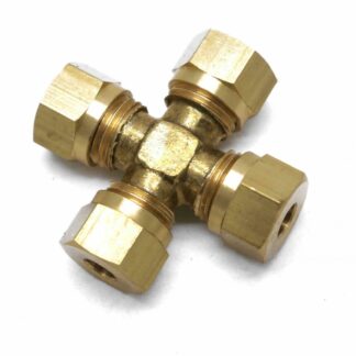 British Made 8mm Equal 4 Way Cross Brass Compression Fitting