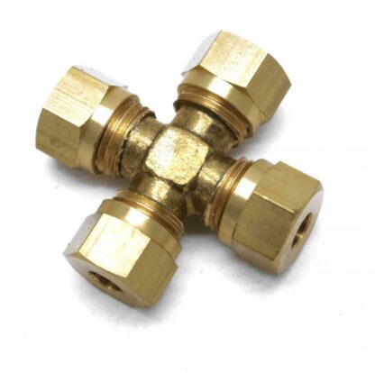 British Made 8mm Equal 4 Way Cross Brass Compression Fitting
