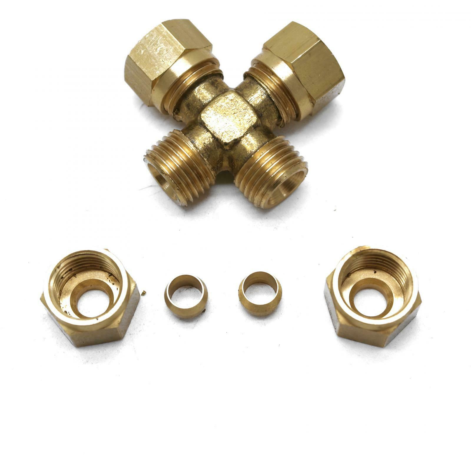 British Made 8mm Equal 4 Way Cross Brass Compression Fitting 
