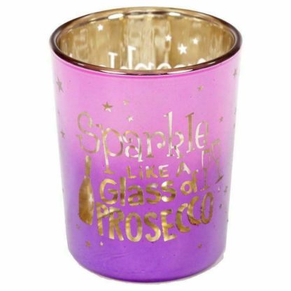 Pop The Prosecco Slogan Set Of 2 Glass Tea Light Votive Holders (CAND67) - Image 3