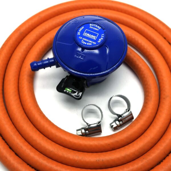 Calor Gas Brand Butane 21Mm Gas Regulator 2Mt Hose & 2 Clips 5 Year Warranty