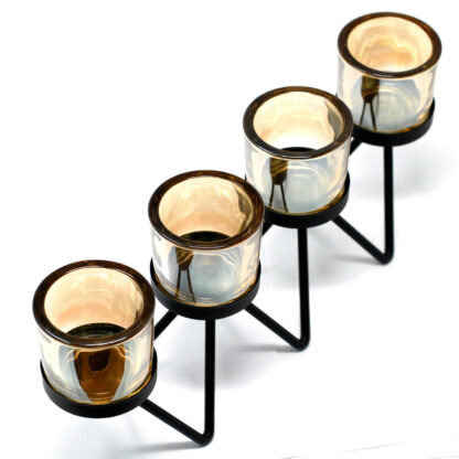 4 Cup Zig Zag Iron Votive Candle Holder - Image 2