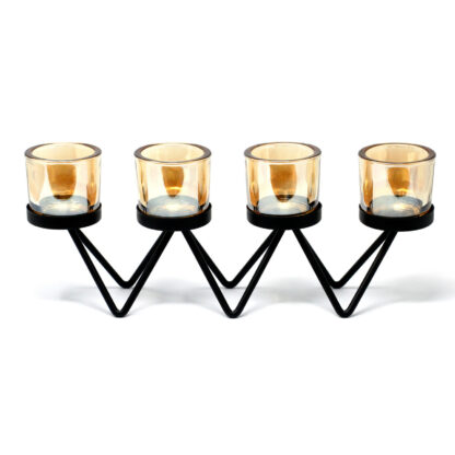 4 Cup Zig Zag Iron Votive Candle Holder - Image 3