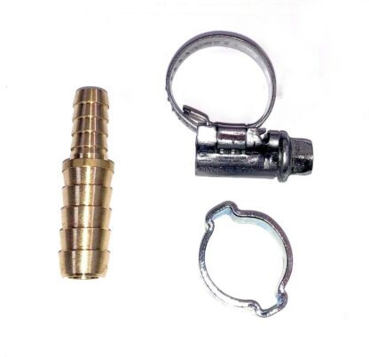 British Made 8mm to 6mm Brass Hose Repair Fitting Hose Connector with clips