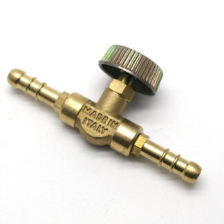 Inline Brass Needle Valve For Gas/Air/Lpg 8Mm I/D Hose Made In Italy (50)