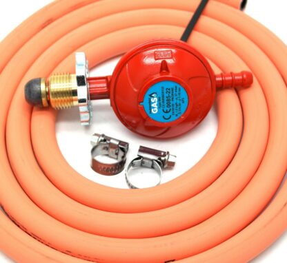 Hg Handwheel Propane Gas Regulator & 2M Hose + 2 Clips Fits Calor Gas / Flogas