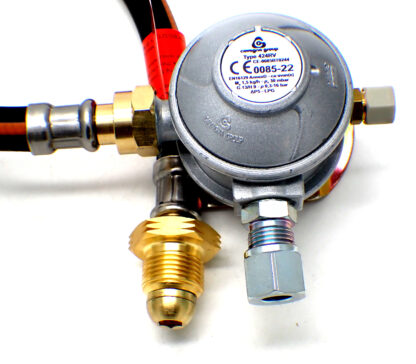 30mbar 10mm Outlet Caravan Regulator 0.75m POL Propane Pigtail Kit