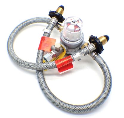 30mbar 8mm Outlet Caravan Auto Changeover + 2 x 0.5m Over braded HW Pigtails - Image 3