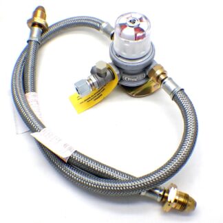30mbar 10mm Outlet Caravan Auto Changeover + 2 x 0.5m Over braded Pol Pigtails