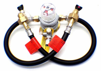 30mbar 10mm Outlet Caravan Auto Changeover + 2 x 0.75m Pigtails 2 x 27mm Adaptor