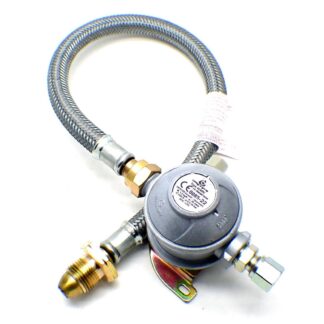 30mbar 10mm Outlet Caravan Regulator 0.5m Over braded Propane Pigtail Kit