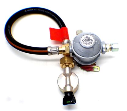 30mbar 8mm Outlet Caravan Regulator 0.5m Pigtail Kit for a 20mm Cylinder