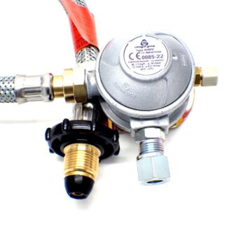 30mbar 10mm Outlet Caravan Regulator 0.75m Over braded HW Propane Pigtail Kit