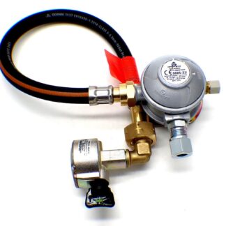 30mbar 10mm Outlet Caravan Regulator 0.5m Pigtail Kit for a 27mm Patio Cylinder
