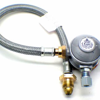30mbar 8mm Outlet Caravan Regulator 0.75m Over braded POL Propane Pigtail Kit