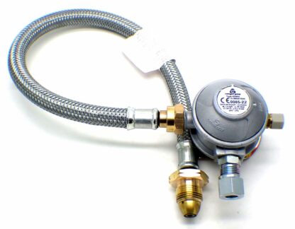 30mbar 8mm Outlet Caravan Regulator 0.75m Over braded POL Propane Pigtail Kit