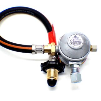 30mbar 8mm Outlet Caravan Regulator 0.75m Handwheel Propane Pigtail Kit
