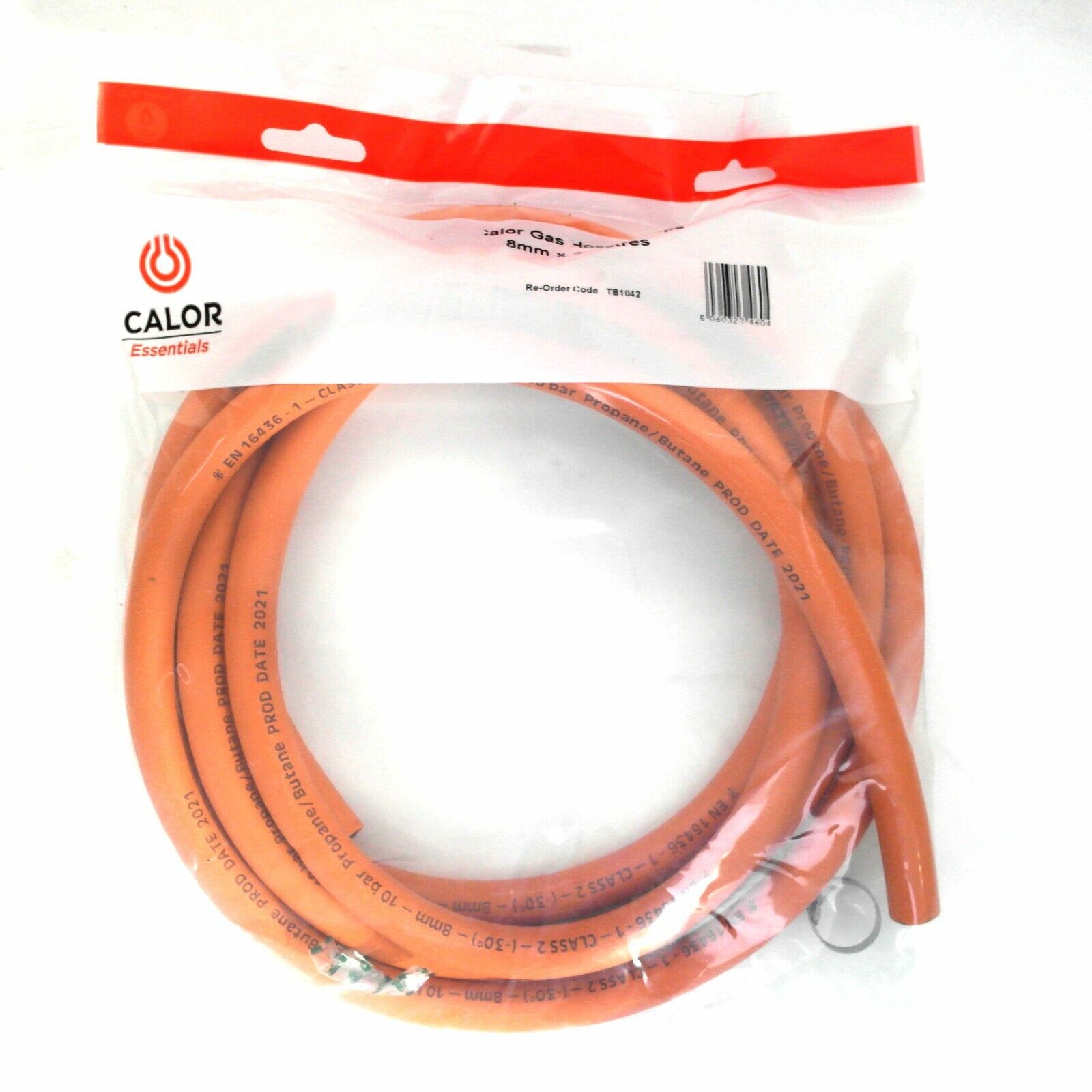 CALOR GAS BRAND 3mt 8mm ORANGE LPG GAS HOSE FOR PROPANE/BUTANE WITH CLIPS