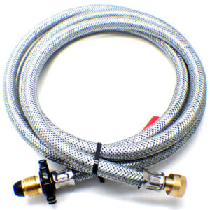 3m OVER BRAIDED HANDWHEEL POL x W20 CARAVAN PIGTAIL GAS HOSE WITH NRV & EFV