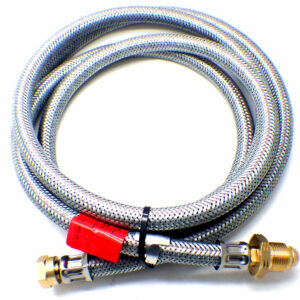 3m OVER BRAIDED POL x W20 CARAVAN PIGTAIL GAS HOSE WITH NRV & EFV