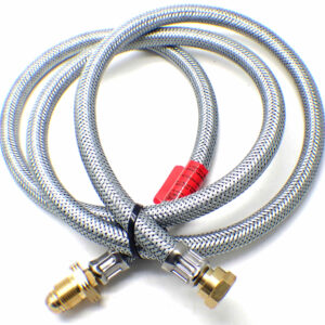 2m OVER BRAIDED POL x W20 CARAVAN PIGTAIL GAS HOSE WITH NRV & EFV