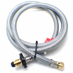 2m OVER BRAIDED HAND WHEEL POL x W20 CARAVAN PIGTAIL GAS HOSE WITH NRV & EFV