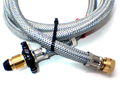 2m OVER BRAIDED HAND WHEEL POL x W20 CARAVAN PIGTAIL GAS HOSE WITH NRV & EFV - Image 4
